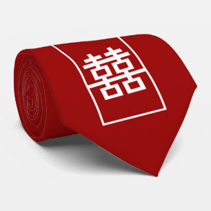 Gravata Laço oriental do casamento chinês dobro vermelho