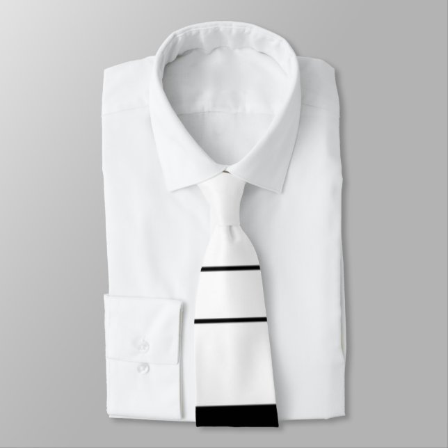 Gravata Laço preto e branco à moda das listras (Amarrado)