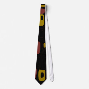 Gravata Laço retro amarelo, preto, alaranjado da arte