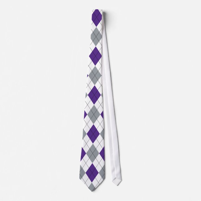 Gravata Laço roxo, branco, e cinzento do teste padrão de (Frente)
