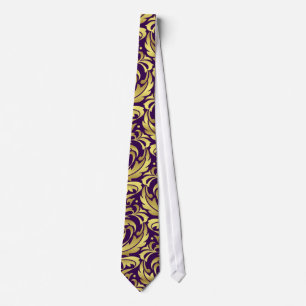 Gravata Laço roxo & Dourado do Natal do feriado do damasc