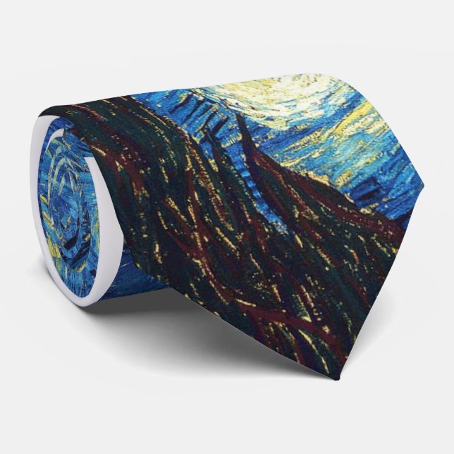 Gravata Laço Van Gogh da noite estrelado (Rolled)