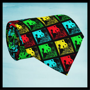 Gravata Laço, verde amarelo azul vermelho de panda gigant