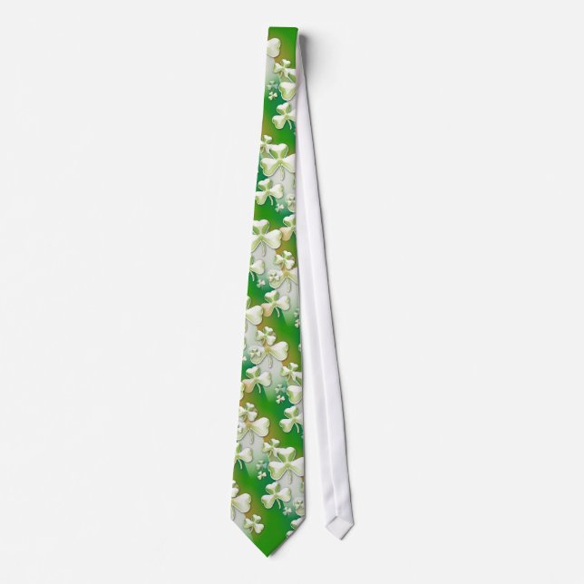 Gravata Laço verde elegante dos trevos (Frente)
