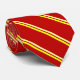 Gravata Laço vermelho com listras Dobro-Amarelas (Rolled)