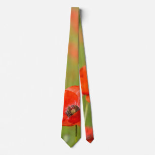Gravata Laço vermelho da flor da papoila