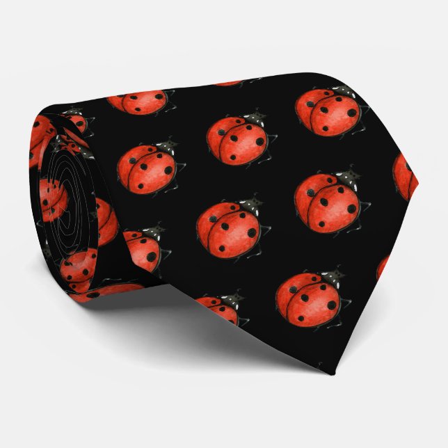 Gravata ladybug vermelho em preto (Rolled)