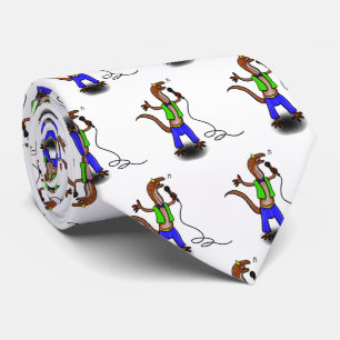 Gravata Lagarto engraçado cantando com desenhos de microf