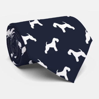 Gravata Lakeland Terrier Dog Silhouettes Midnight Blue