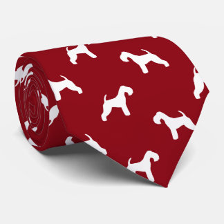 Gravata Lakeland Terrier Dog Silhouettes Padrão Vermelho