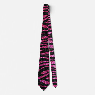 Gravata Lâmina de impressão rosa e zebra negra (brilho fal