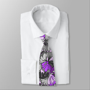 Gravata Lâmpada de Lava Floral Retro com Duas Faces