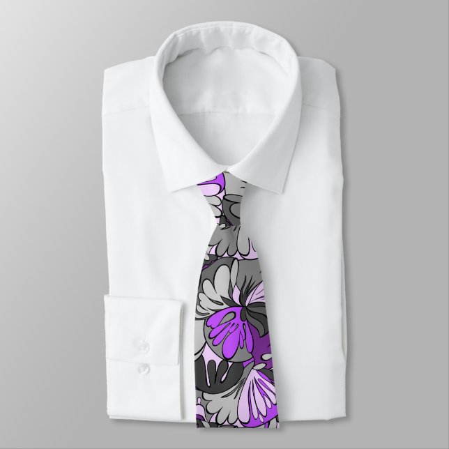 Gravata Lâmpada de Lava Floral Retro com Duas Faces (Amarrado)