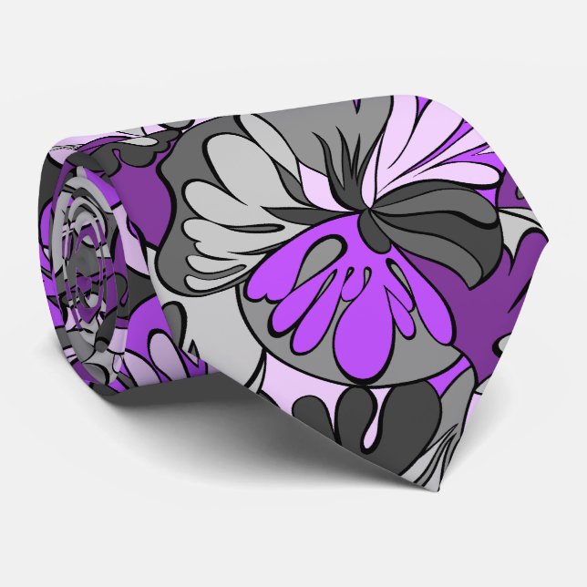 Gravata Lâmpada Lava Floral Retro Dois Lados (Rolled)