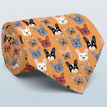 Gravata Laranja-Buldogue Francês<br><div class="desc">Um pequeno Bulldog Francês ou um padrão Francês num fundo laranja. Excelente para todos os amantes de cães, babás, caminhoneiros e veterinários. Arte original de Nic Squirrell.</div>