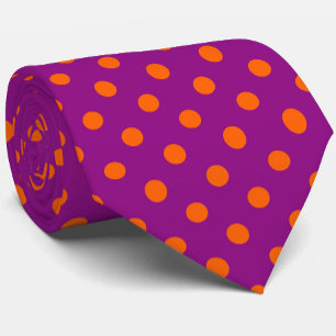 Gravata Laranja No Design De Padrão De Bolinhas Roxo