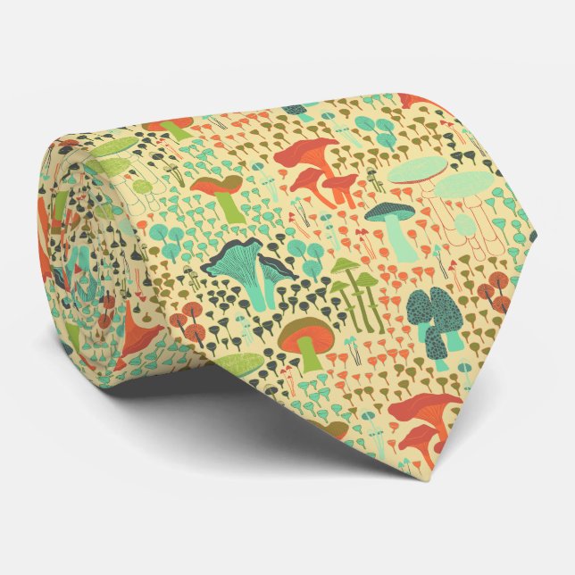 Gravata Laranja Retro Mushroom (Rolled)