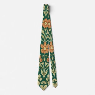 Gravata Laranja Vintage e Floral Amarelo em Verde, Elegant