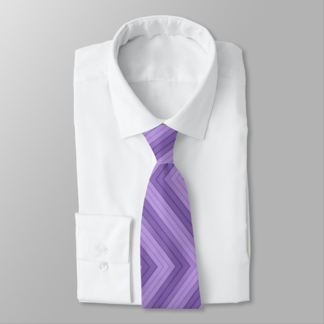 Gravata Lavanda Diagonal Zigzag Stripes Necktie Masculina (Amarrado)