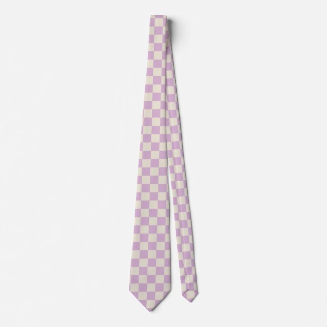 Gravata Lavanda e quadro de verificação branco desligado (Frente)