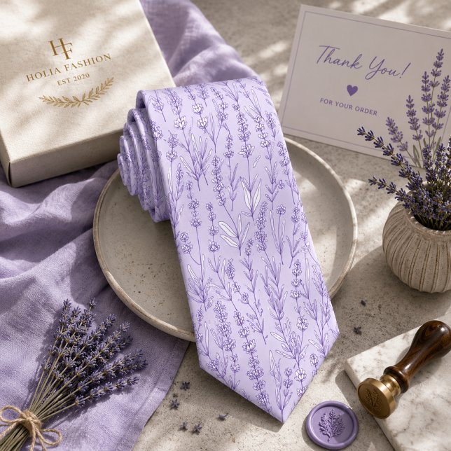 Gravata Lavanda Floral (Criador carregado)