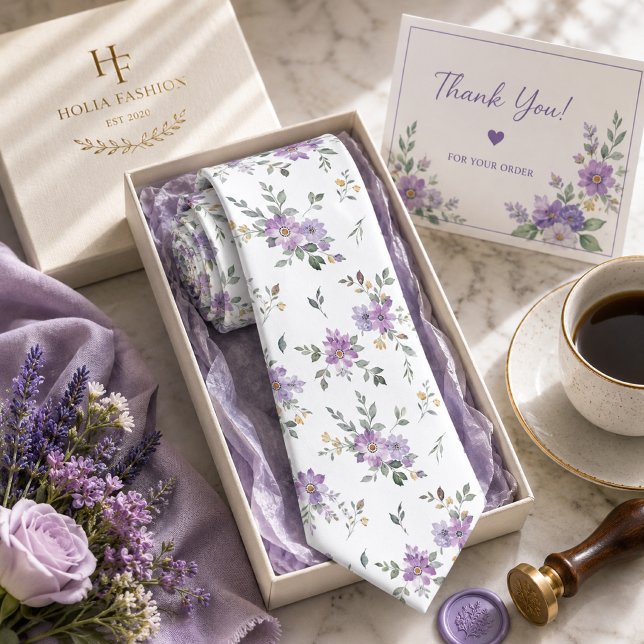Gravata Lavanda Floral (Criador carregado)