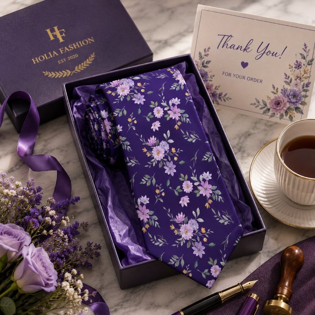 Gravata Lavanda Floral (Criador carregado)