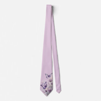 Gravata Lavanda Floral e Borboleta