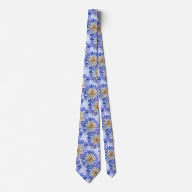 Gravata Lavender Beige Daisy Floral Pattern (Frente)