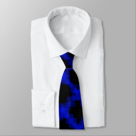 Gravata Layered True Blue Squared On Black Pattern        