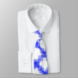 Gravata Layered True Blue Squared On White Pattern        
