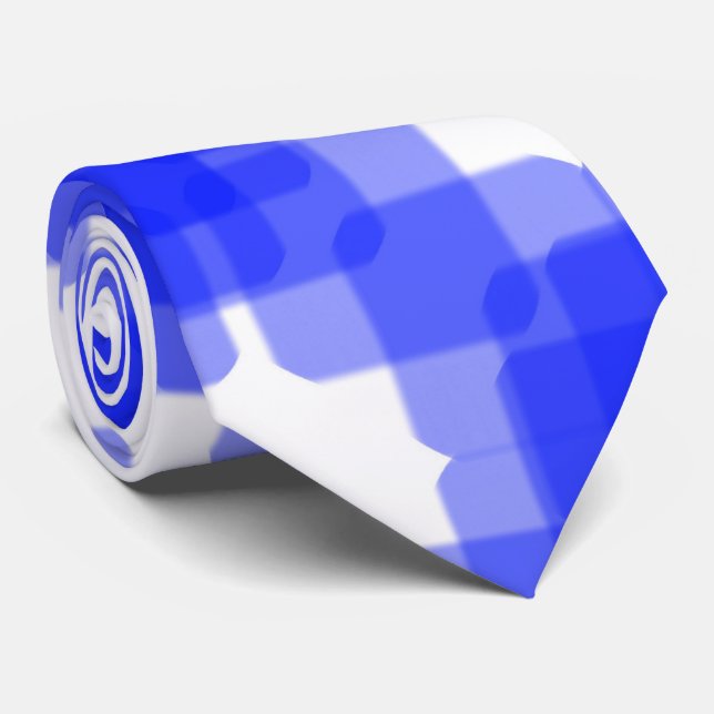 Gravata Layered True Blue Squared On White Pattern         (Rolled)