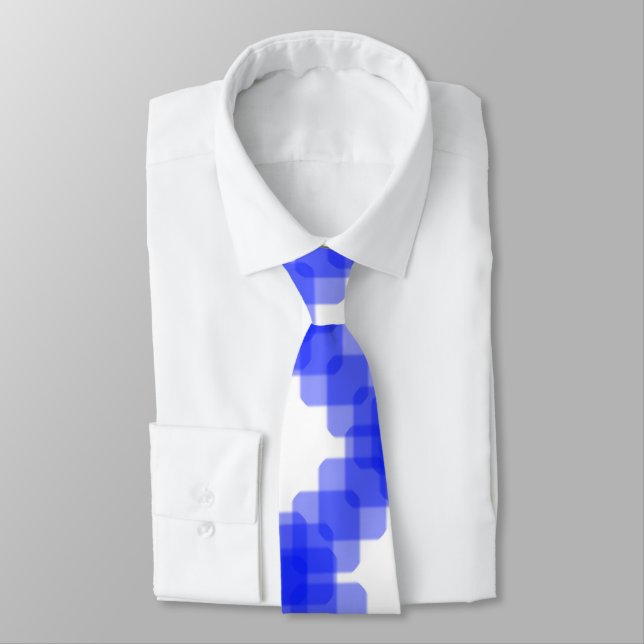 Gravata Layered True Blue Squared On White Pattern         (Amarrado)