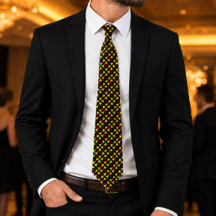 Gravata Leão Regente Luxo Africano Preto, Dourado e Verm