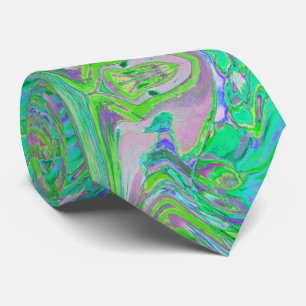 Gravata Legal Abstrato Chartreuse e Azul Groovy Retro