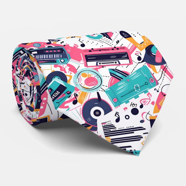 Gravata Legal padrão musical dos anos 80 (Rolled)