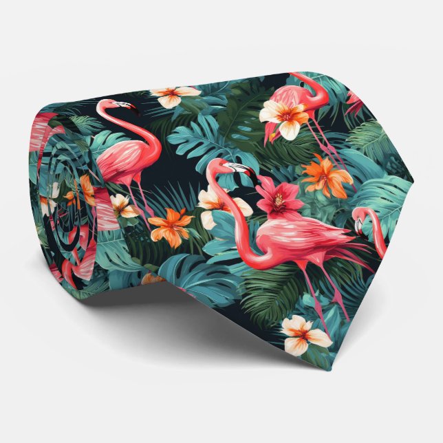 Gravata Legal praia cor-de-rosa flamingo (Rolled)