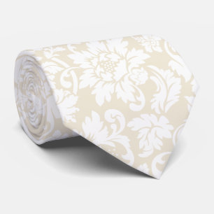 Gravata Legant Pastel Beige E White Floral Damask
