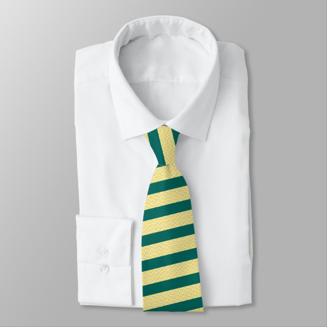 Gravata Lemon Yellow Emerald Green Striped Neck Tie (Amarrado)