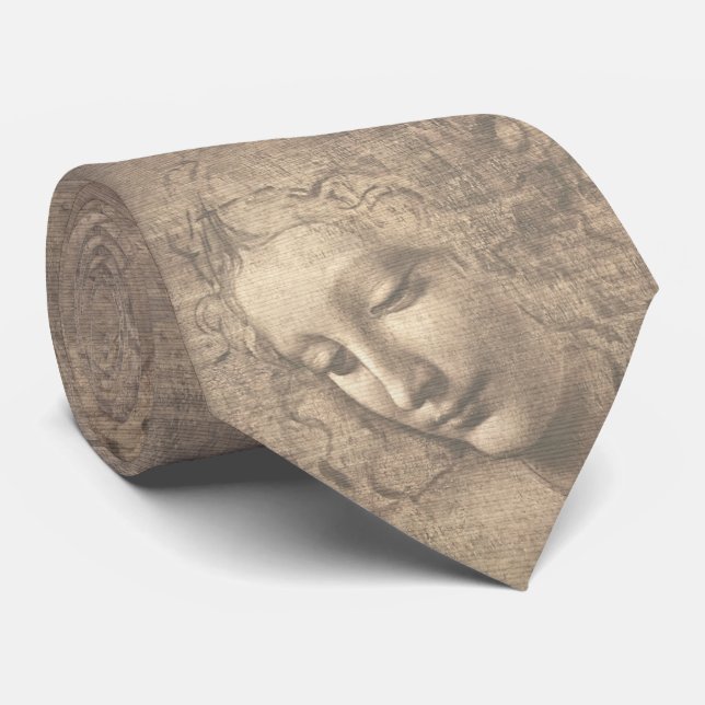 Gravata Leonardo da Vinci La Scapigliata Arte Renascentist (Rolled)