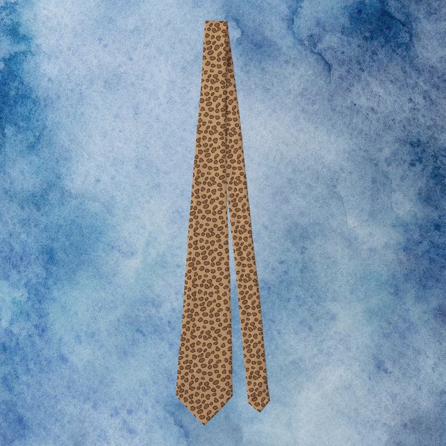 Gravata Leopard Pattern Brown (A tie with a brown leopard print pattern.)