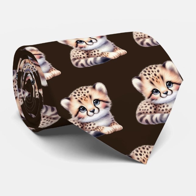 Gravata Leopard Print Modern Kawaii Cute Cheetah Babás (Rolled)