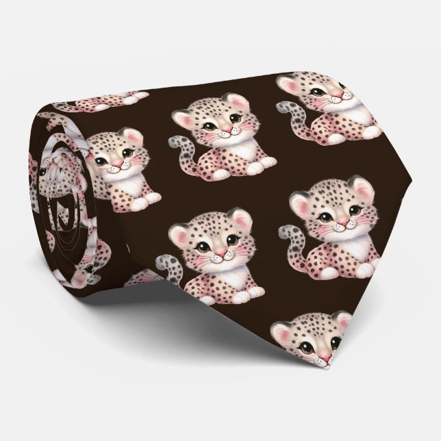 Gravata Leopard Print Modern Kawaii Cute Cheetah Babás (Rolled)