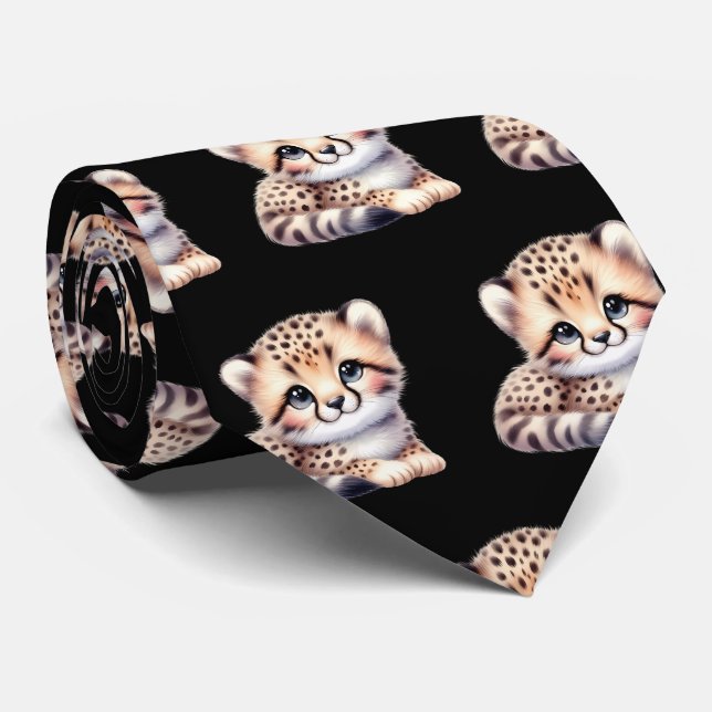 Gravata Leopard Print Modern Kawaii Cute Cheetah Babás (Rolled)