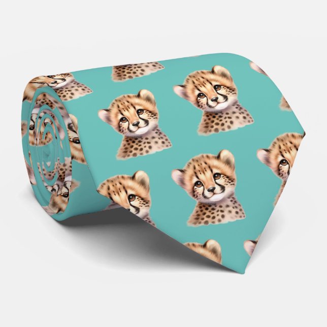 Gravata Leopard Print Modern Kawaii Cute Cheetah Babás (Rolled)