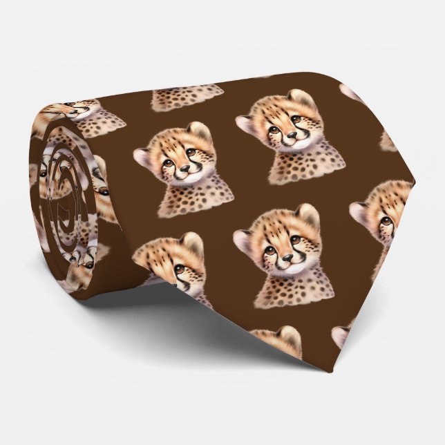 Gravata Leopard Print Modern Kawaii Cute Cheetah Babás (Rolled)