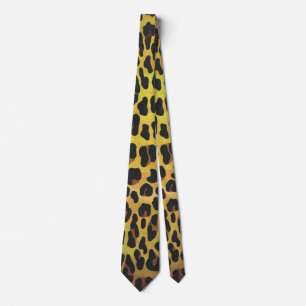 Gravata Leopardo Castanho e Impressão Amarelo