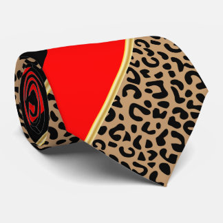Gravata Leopardo-de-Dourado-vermelho-e-preto