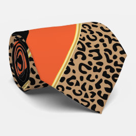 Gravata Leopardo de faixa de diagnóstico preto, Dourado e
