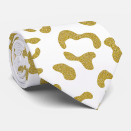 Gravata Leopardo Dourado, Brilho Dourado, Impressão Leopar